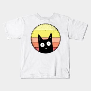 Black Cat Kitten Vintage Retro Aesthetic Vibes Animal Kids T-Shirt